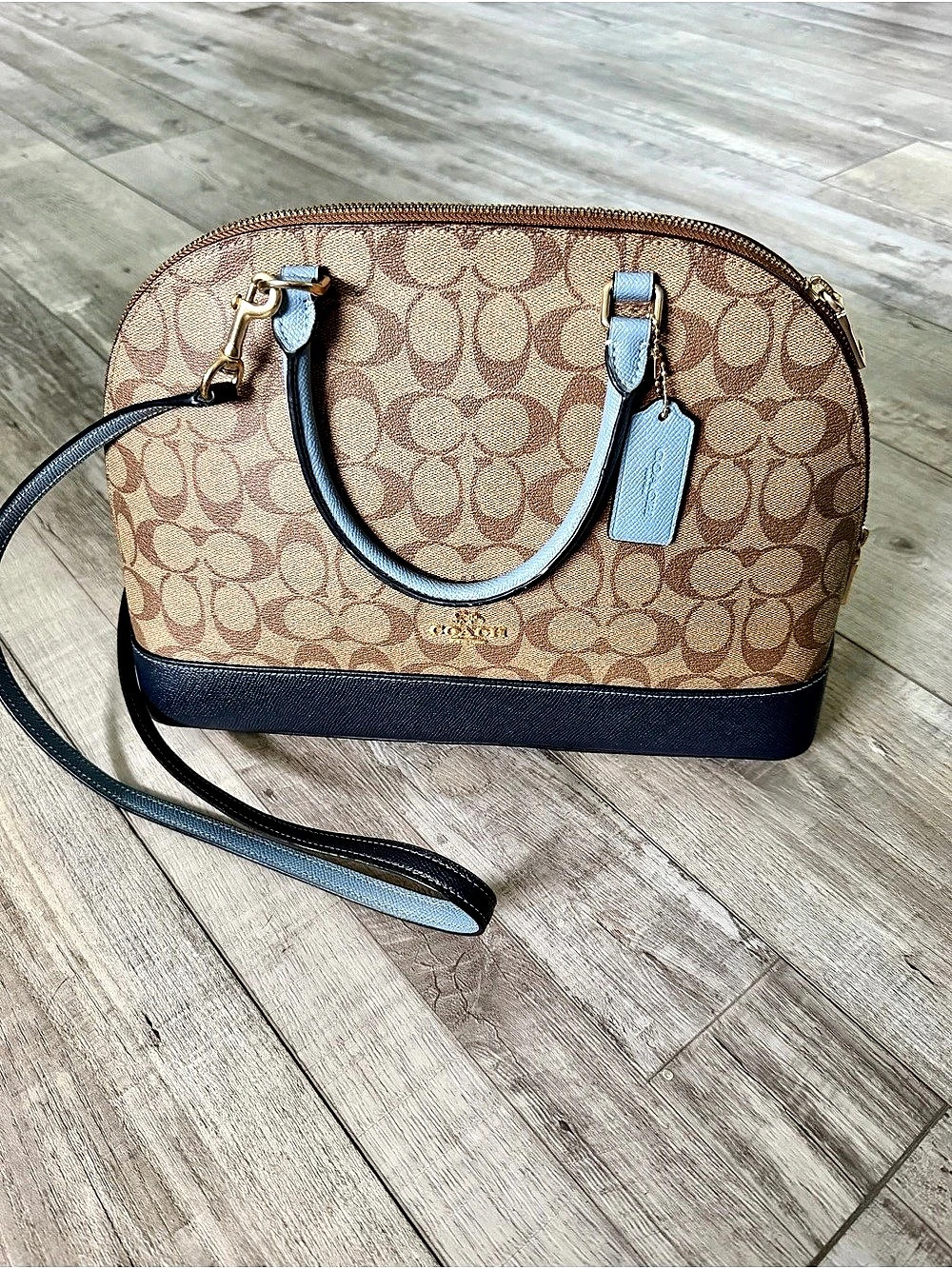 Coach Sierra Satchel in Signature Canvas Signature Canvas Brown & Blue
